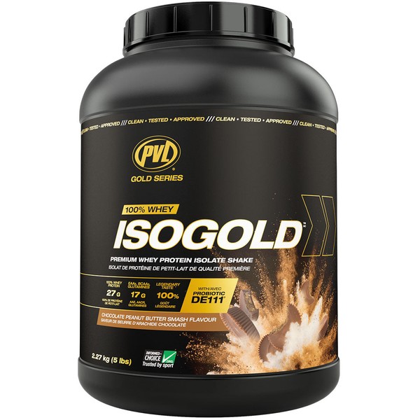 PVL IsoGold Whey Protein Isolate, With Probiotics, Enzymes & Zero Fillers, Chocolate Peanut Butter Smash / 5lb