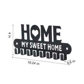 YAYANGATMG Black Metal Key Holder for Wall Mounted Hooks My Sweet Home Wall Hanger Decor for Front Door Kitchen Garage Ready to Hang with 8 Hook Racks