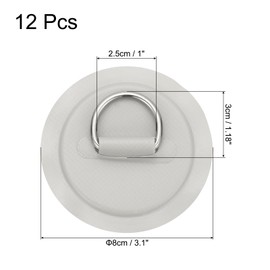 PATIKIL 3.1" Paddle Board D Rings, 12 Pcs Stainless Steel D-Ring PVC Patch Pad No Glue Include for Raft Kayak Inflatable Boat Surfboard, Gray