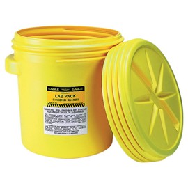 Eagle 1650 Yellow Blow-Molded HDPE Lab Pack with Screw Top Lid, 20 gallon Capacity, 20.75" Height, 20.5" Diameter