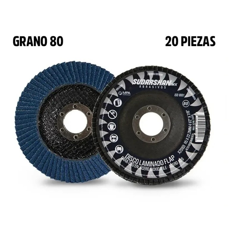 Disco Laminado Sudarshan G80 4-1/2 Paquete 20 Piezas
