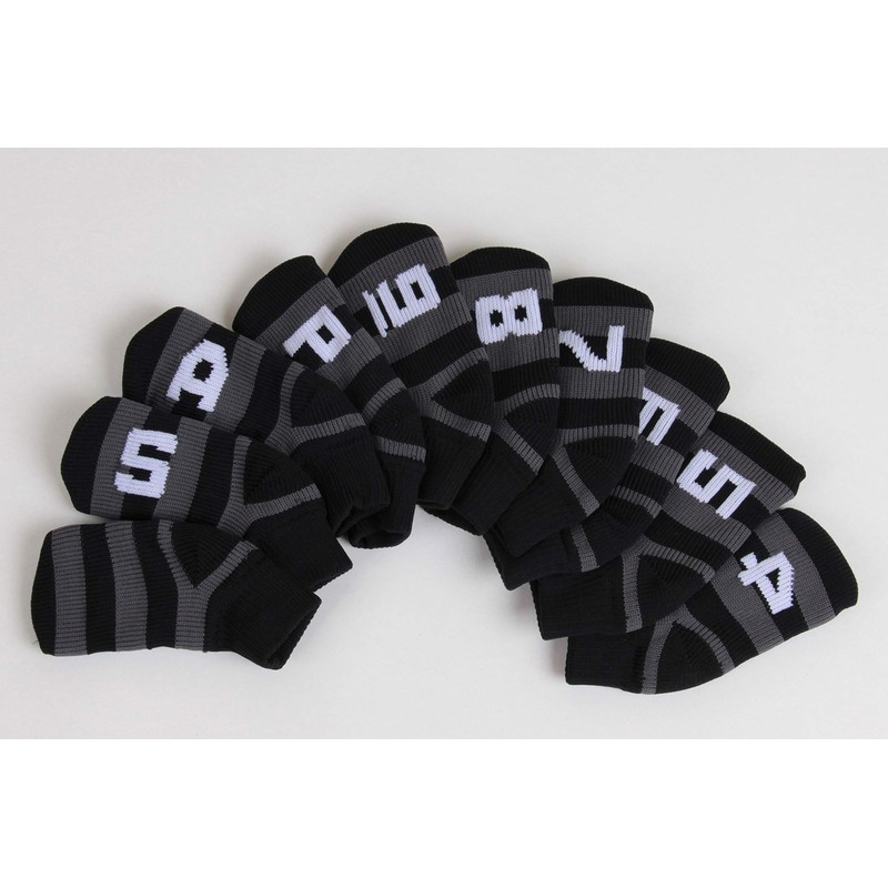 Hirota Golf MGHC-2018 Knit Iron Cover, Black, Set of 10,