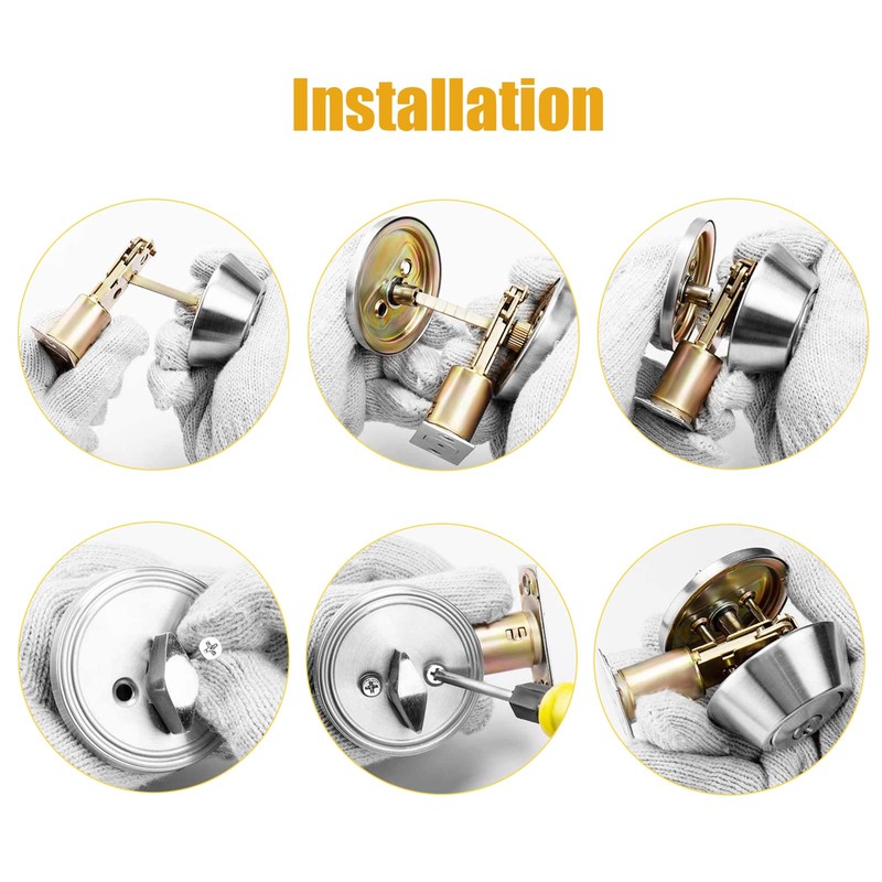 Hotiko Deadbolt Door Lock Latch Stainless Steel Security Lock for