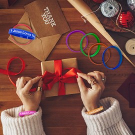 Sloccipro Jesus Loves You Silicone Wristbands Christian Bracelets Multicolored 4 Men Women