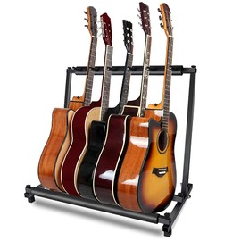Kakete Guitar Stand, Stores 5 Stable, Foldable, Includes Rubber to Prevent Falls, Prevents Scratches on the Musical Instrument Body, Stable and Durable, Easy to Store, Bracket, Compatible with