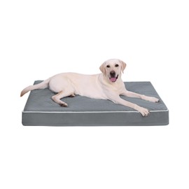 KSIIA Extra Large Dog Bed for Crate Pad Waterproof Dog Bed with Removable Washable Cover, Egg Crate Foam and Non-Slip Bottom, 47x29 Inch, Dark Gray