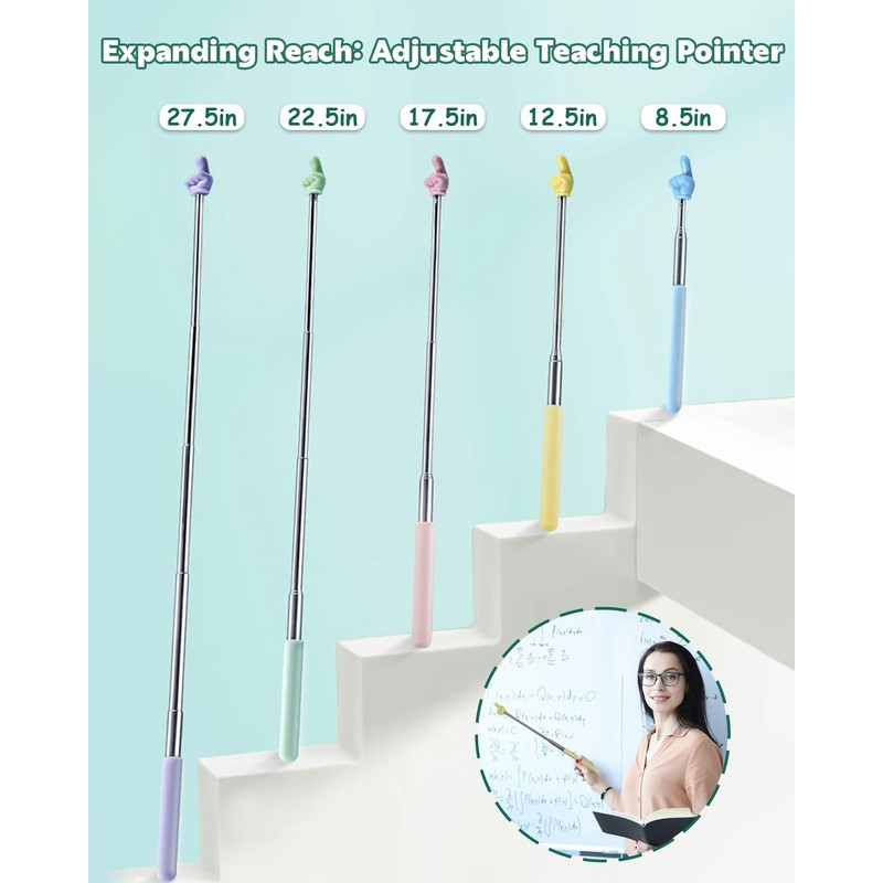 Retractable Teacher Pointer for Classroom Kids Reading, Dumero Extendable Finger