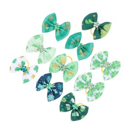 SUPVOX 10pcs Hair Accessories Small Dog Hair Bows Shamrock Balm Pet Decoration Pet Hair Bows Bandana Pets Costume Velvet Dog Hair Clips Pet Head Puppy Dog Stuff Festival Dogs Ribbon Green