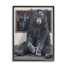 Stupell Industries Forest Bear Teacher Algebra Equation Math School Room, Designed by Kamdon Kreations Black Framed Wall Art, 24 x 30, White