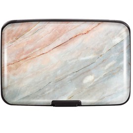Marble Credit Card Holder for Women,RFID Blocking Slim Hard Card Case ID Case Travel Wallet,Grey Marble