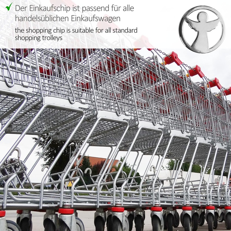 com-four® 2x key ring guardian angel with shopping cart chip,