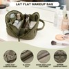Makeup Bag,Quilted Puffer Cosmetic Bag for Women, 180° Lay-Flat Travel