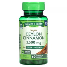 Nature's Truth Super Ceylon Cinnamon, 2,500 mg, 60 Vegetarian Capsules (1,250 mg per Capsule)
