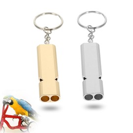 SULIUDAJI Pack of 2 Whistle, Signal Whistle, Loud Emergency, Metal Emergency Whistle with Key Ring, Referee Outdoor Emergency Survival Whistle (Gold, Silver)