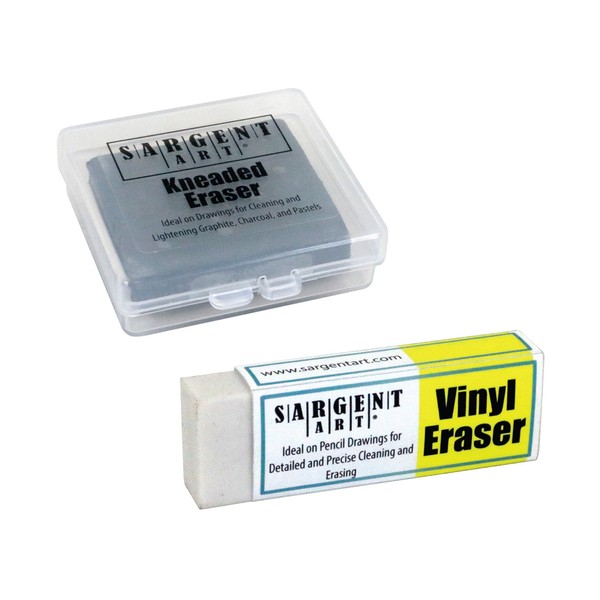 Sargent Art 36-0009 Set Kneaded Eraser & Vinyl Eraser (2 Pack), White