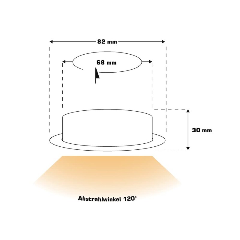 NCC-Licht Set of 6 Recessed Spotlights Brushed Copper Diameter 68