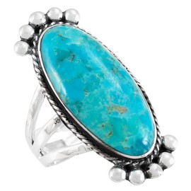 Turquoise Ring Sterling Silver 925 Genuine Gemstones Size 6 to 11 (Turquoise) (7)