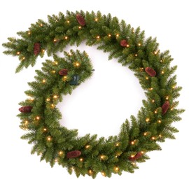 AMERZEST 9 FT Christmas Garland Pre-lit 70 LED Lights Holiday Artificial Decor for Stairs Mantle Door Indoor Outdoor Garland with Battery Operated Timer