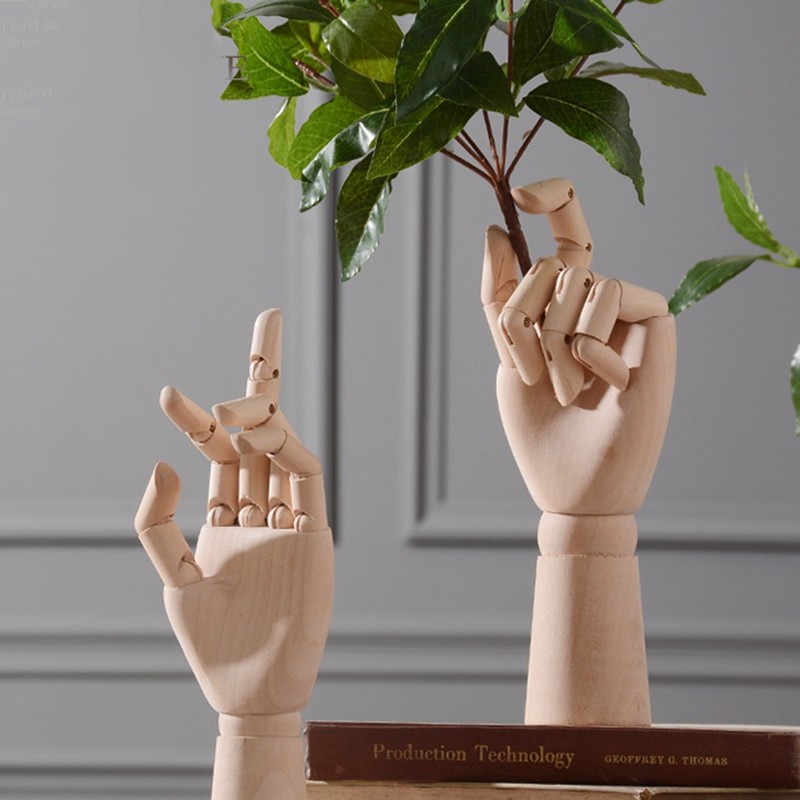 Jointed Hand Plant Holder Flexible Eye Catching Wooden DIY Plant