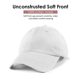 Womens Satin Lined Unstructured Baseball Cap Unisex Silk Lining Washed Cotton Adjustable Vintage Dad Hat White