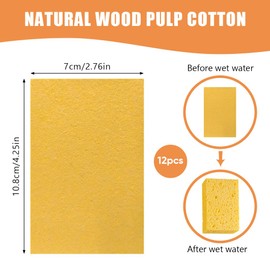 Kasoud Compressed Sponges, 12PCS Sponges Washing Up, Natural Cellulose CleaningSponges, Washing upSponge, BiodegradableWashing upSponge, Compostable KitchenSponge, Cellulose Sponge, 6 Colours