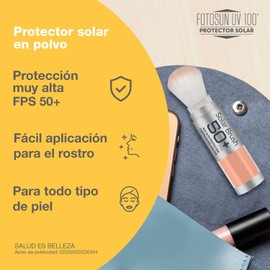 Fotosun UV 100 Protector Solar Brush en Polvo para Cara con Brocha Bloqueador Facial 50+ FPS Protección Contra el Sol Uso Diario Piel Sensible Sunscreen (2 Piezas)