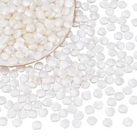 UNICRAFTALE About 300Pcs Pearl Shell Beads ABS Imitation Pearl Beads White Shell Tiny Spacer Beads Ocean Sea Animals Loose Beads Bulk Accessories for Bracelet Necklaces Jewelry Making 11.5mm