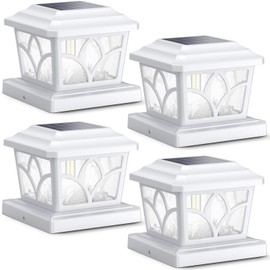 SIEDiNLAR Solar Post Cap Lights Outdoor 4 Modes 40 LEDs Aluminum Glass Fence Post Light for 4x4 5x5 6x6 Vinyl Wooden Posts Patio Deck Decor, Warm White & Cool White Dynamic Lighting White (4 Pack)