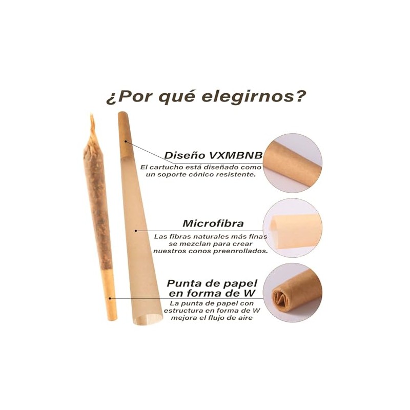 Papel cónico preenrollado de 102 piezas, cono grande marrón preenrollado