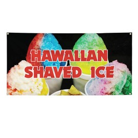 Vinyl Banner Multiple Sizes Hawaiian Shaved Ice #1 Advertising Printing Concessions Outdoor Weatherproof Industrial Yard Signs 4 Grommets Design Only 12x30Inches