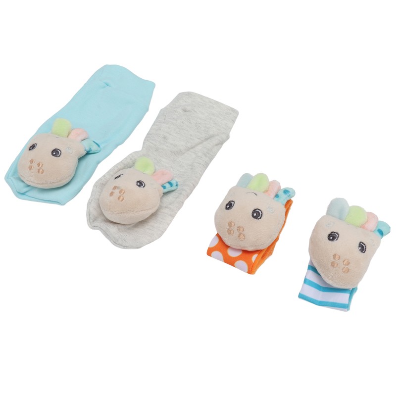 4pcs Baby Rattle Socks Cute Octopus Shape Soft Light Adjustable
