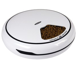 Lentek Automatic Pet Feeder - Auto Feeding Dispenser for Cat & Dogs, Set Time Dry Multiple Feeding, Alimentador Control, Programmable, USB Powered, Automatico De Sensor, 25 Oz Total Capacity, White