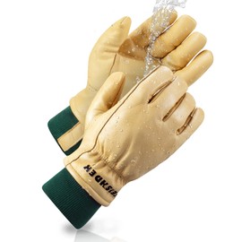 FEISHDEK Leather Thermal Work Gloves Winter Waterproof Men Women Warm Lined Garden Gloves Winter Gloves Protective Gloves Outdoor Yellow