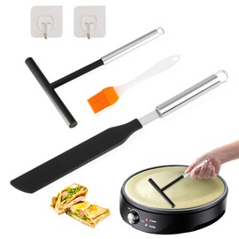 TAIXING Crepes distributor, 19.5 cm, crepe spatula with pancake scraper and oil brush, stainless steel 304 crepe distributor, dough distributor for crepes, crepes accessories for home, baking and cooking