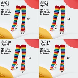 Dress Up America Colorful Rainbow Socks for Kids - Cotton Soccer Sock for Girls and Boys - Striped Knee High Socks, Perfect for Sports and Everyday Wear