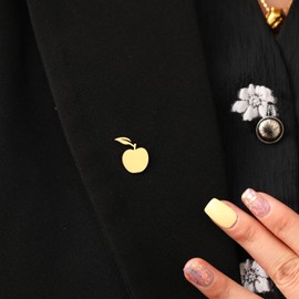 Stainless Steel Dainty Apple Men Brooch Lapel Pins Women Clasp Clips (gold)