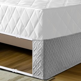 Wrap Around Bed Skirt Queen Size Bed Skirt,16 Inch Tailored Drop Dust Bedskirt with Adjustable Elastic Belts,Three Fabric Sides, Easy Fit, Bed Frame Cover(Silver, Queen)