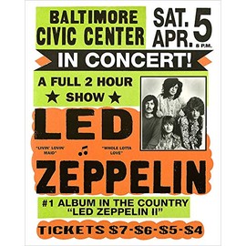 Led Zeppelin 1969 - Concert Poster print (22”x28”)