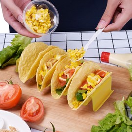 Yesaler Taco Holder Stand Taco Tray Holder Holds Up to 4 Tacos ABS Plastic for Tacos Sandwiches Restaurant Party Pack of 6