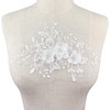 2Pcs Pearl Flower Embroidery Lace Patches 3D White Floral Embroidered