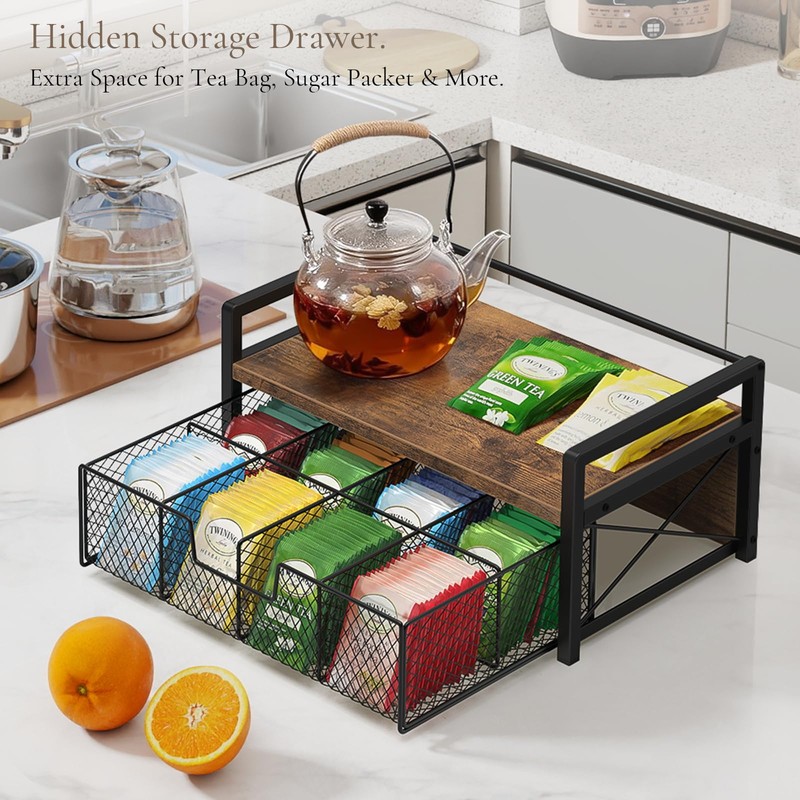 BCOZLUX Tea Bag Organizer, Wooden Tea Organizers and Storage Box