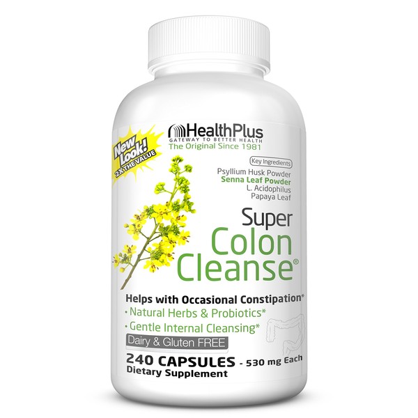 Health Plus Inc Super Colon Cleanse 530 mg 240 Capsules, Package may vary