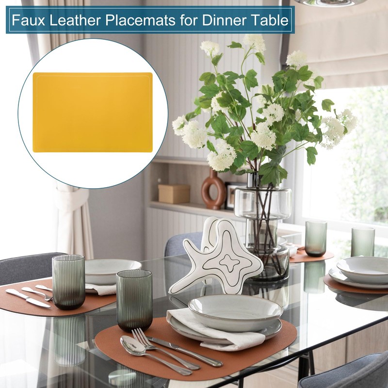 sourcing map 4 Pcs Faux Leather Placemats for Dinner Table,