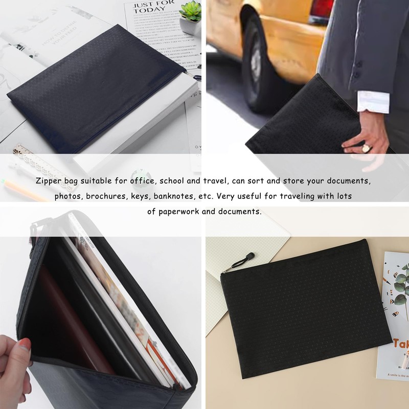 Wallet with Zip, Pack of 10, A5 Document Bag, Waterproof