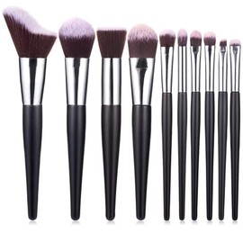 Juego de brochas de maquillaje Juego de brochas de maquillaje de 10 piezas con bolsa Mezcla de base Blush Eyeliner Shadow Brow Corrector Brushes Kit  