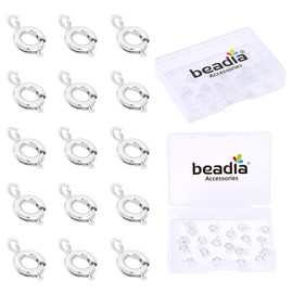 BEADIA Silver Plated Spring Clasps Non Tarnish 7mm 20pcs for Jewelry Making Findings