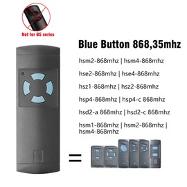 868MHz Garage Door Opener for 0437549 HS4 868MHz, 1 Piece Garage Door Opener Remote Control Compatible with 868MHz Hörmann Handheld Transmitter HSM2 HSM4 HS1 HS2 HSE2 HSE4 HSZ1 HSZ2, Blue Button