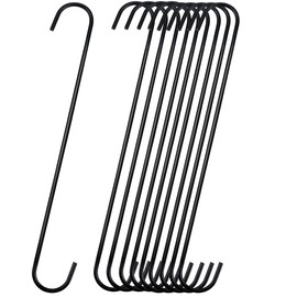 Criativo live 10 Pieces 12" Extra Large Heavy Duty Long S Hooks,Extra Long Iron Hooks for Hanging Garden Plant,Bird Feeder,Kitchen Pots and Garden Pans