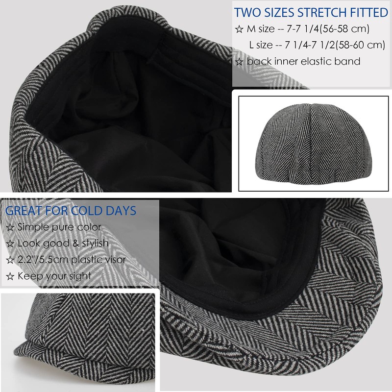Gisdanchz Wool Winter Hat Tweed Flat Cap Men's Women's Flat