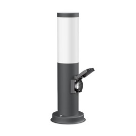 ledscom.de Poru Bollard Light with Socket for Outdoor Use, Anthracite, Round, 38.5 cm, Includes E27 Lamp, Max. 963 lm, Warm White